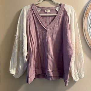 POL Women's Lavender and Cream Blouse